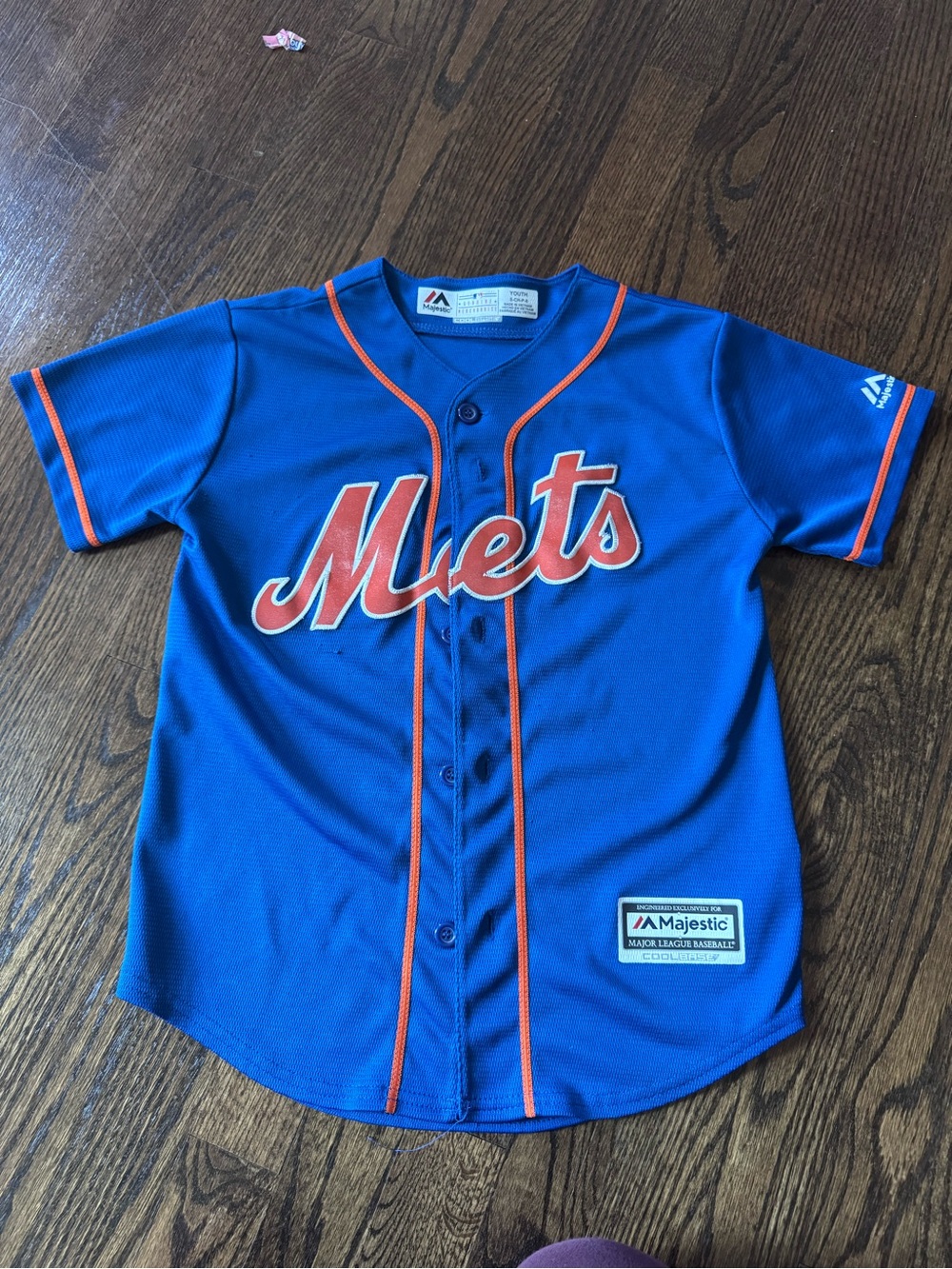 Majestic Kids Mets Royal Blue with Orange Trim Baseball Jersey